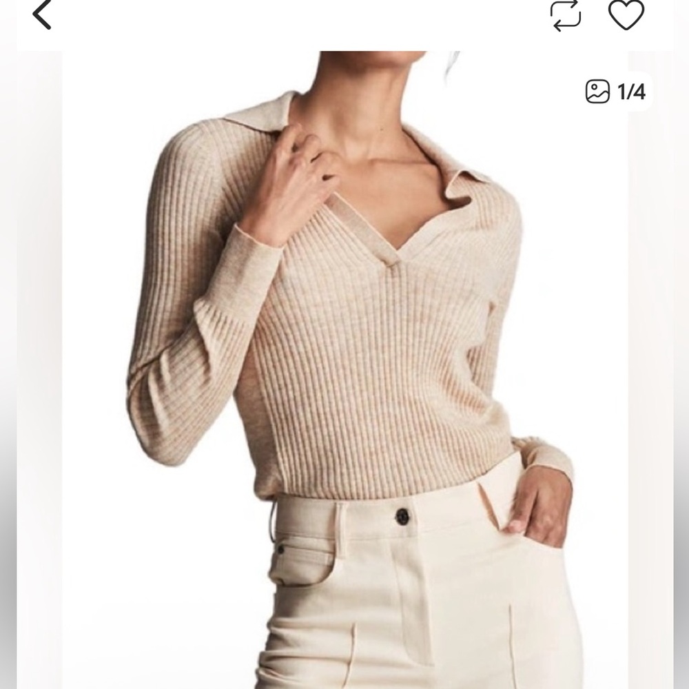 Reiss Emmerson V Neck Wool Blend Sweater.